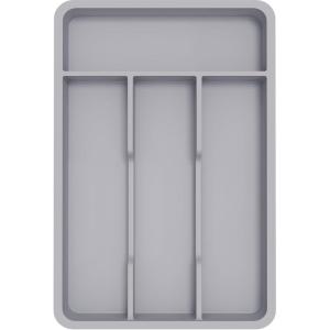 imageLifewit Silverware Drawer Organizer Tray Plastic Cutlery Storage for Kitchen Drawer Flatware and Utensil Holder Divider for Spoons Forks Knives Tableware 5 Compartment BlackGray