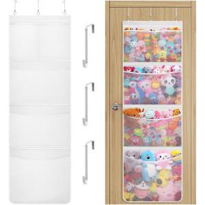 imageLifewit Stuffed Animal Storage for Door Up to 17quot Thick 1 Pack Over the Door Organizer with 5 Expandable Mesh Pockets Breathable Oxford Fabric Hanging Kid Plush Baby Toy Holder for Nursery WhiteWhite