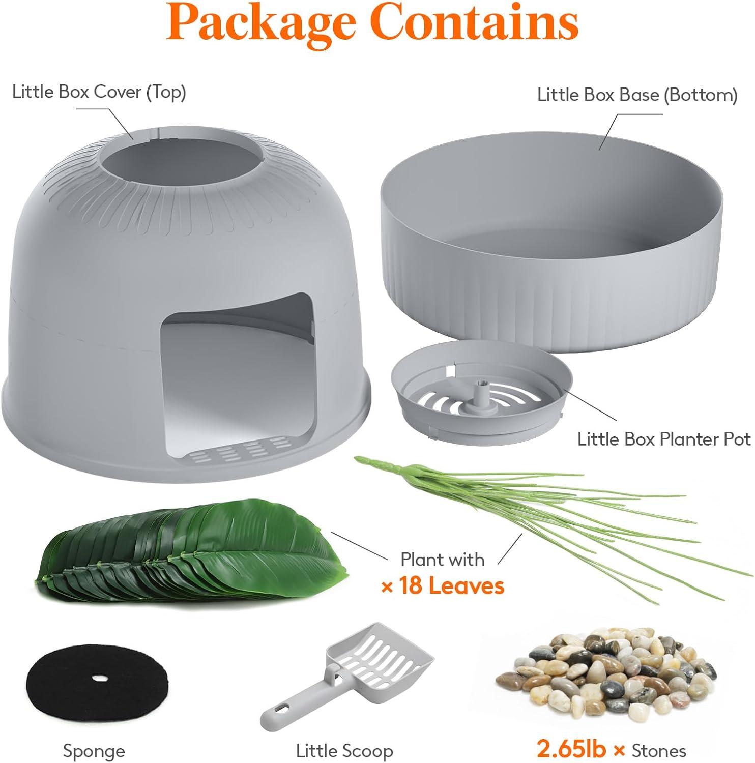 imageLifewit Litter Box Cat with Faux Plant ampamp Scoop Hidden Enclosure Litter Tray with Odor Control ampamp Carbon Filter in Living Room Bedroom Corner BlackGrey