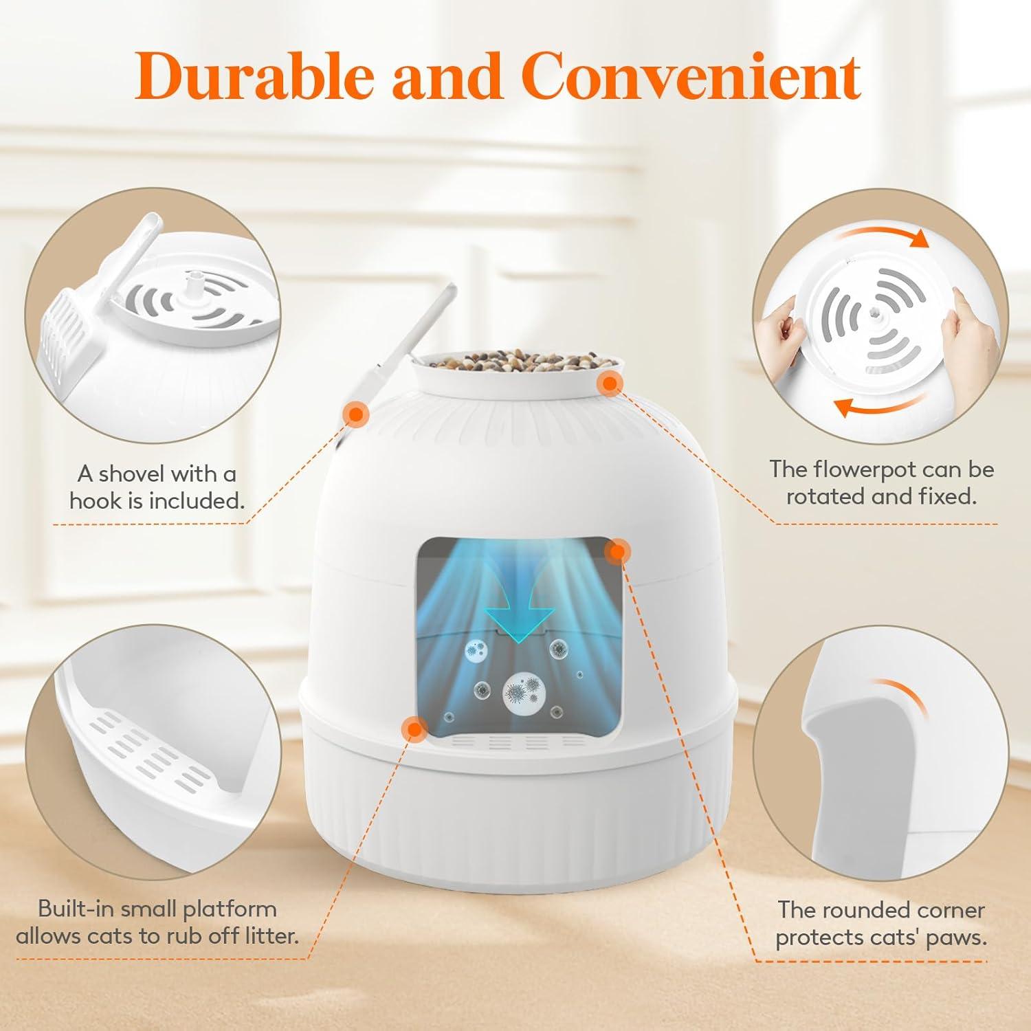 imageLifewit Litter Box Cat with Faux Plant ampamp Scoop Hidden Enclosure Litter Tray with Odor Control ampamp Carbon Filter in Living Room Bedroom Corner BlackWhite