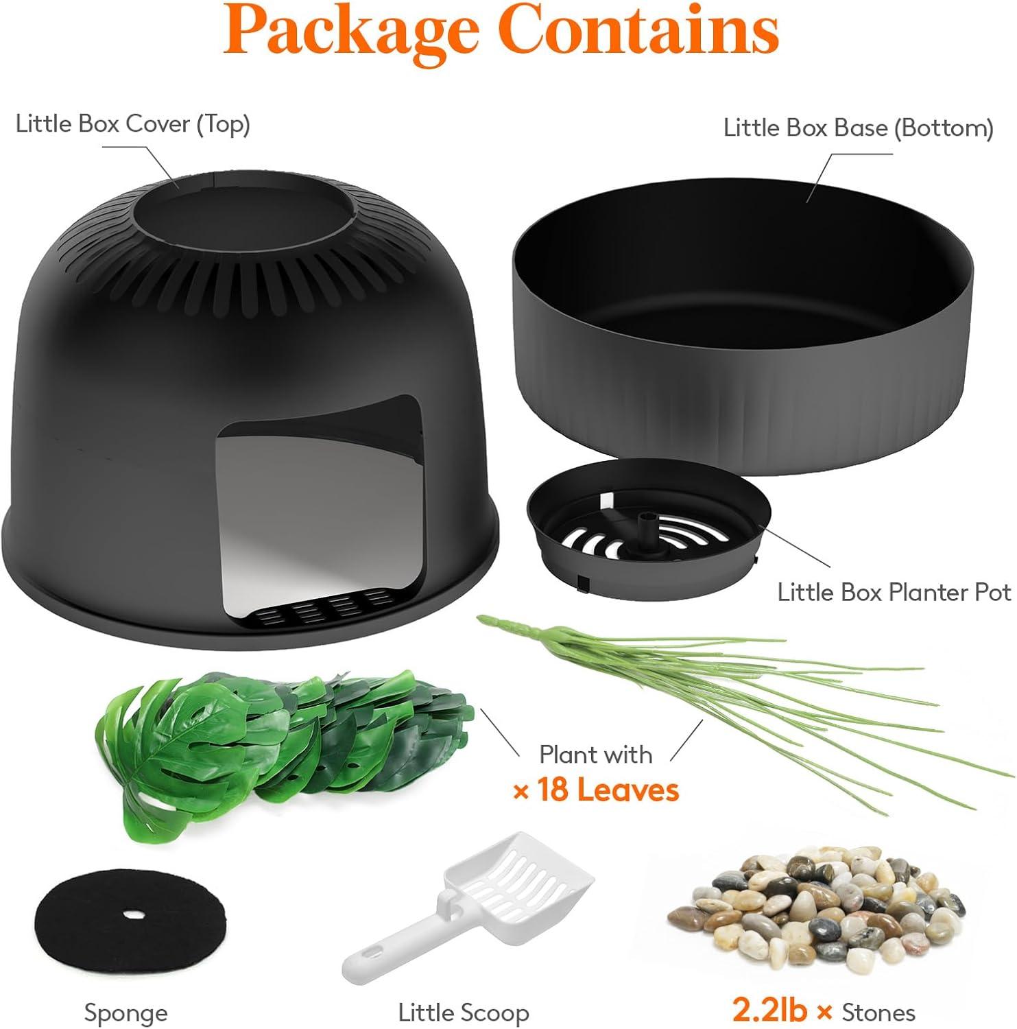 imageLifewit Litter Box Cat with Faux Plant ampamp Scoop Hidden Enclosure Litter Tray with Odor Control ampamp Carbon Filter in Living Room Bedroom Corner BlackBlack