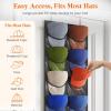 imageLifewit 1 Pack Over The Door Hat Organizer for Baseball Caps 24 Clear Deep Pockets Hat Rack Stand with 3 Hooks Hanging Hat Storage Cap Holder Hat Hanger for Protection and Display1