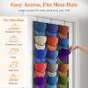 imageLifewit 1 Pack Over The Door Hat Organizer for Baseball Caps 24 Clear Deep Pockets Hat Rack Stand with 3 Hooks Hanging Hat Storage Cap Holder Hat Hanger for Protection and Display1