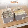 imageLifewit 2 Pcs Champagne Flute Storage Box with Dividers Stackable Cationic Hard Shell Stemware Containers with 12 Cells Foldable Dustproof Glassware Organizer Case for Moving Light Grey2