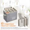 imageLifewit 2 Pcs Champagne Flute Storage Box with Dividers Stackable Cationic Hard Shell Stemware Containers with 12 Cells Foldable Dustproof Glassware Organizer Case for Moving Light Grey2