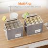 imageLifewit 2 Pcs Champagne Flute Storage Box with Dividers Stackable Cationic Hard Shell Stemware Containers with 12 Cells Foldable Dustproof Glassware Organizer Case for Moving Light Grey2