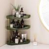 imageLifewit 2Tier Corner Bathroom Counter Organizer Plastic Makeup Skincare Organizers Storage Countertop Sink Vanity Trays Perfume Cosmetic Shelf in Bedroom Dresser Kitchen ClearGreen