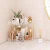 imageLifewit 2Tier Corner Bathroom Counter Organizer Plastic Makeup Skincare Organizers Storage Countertop Sink Vanity Trays Perfume Cosmetic Shelf in Bedroom Dresser Kitchen ClearClear