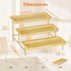 imageLifewit 3 Tier Bamboo Serving Tray for Party Supplies 12quot x 65quot Platters for Serving Food Reusable Trays with Black Metal Display Stand for Veggie Fruit Cookies DessertGold
