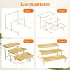 imageLifewit 3 Tier Bamboo Serving Tray for Party Supplies 12quot x 65quot Platters for Serving Food Reusable Trays with Black Metal Display Stand for Veggie Fruit Cookies DessertGold