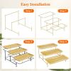 imageLifewit 3 Tier Bamboo Serving Tray for Party Supplies 12quot x 65quot Platters for Serving Food Reusable Trays with Black Metal Display Stand for Veggie Fruit Cookies DessertGold