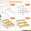 imageLifewit 3 Tier Bamboo Serving Tray for Party Supplies 12quot x 65quot Platters for Serving Food Reusable Trays with Black Metal Display Stand for Veggie Fruit Cookies DessertBlack