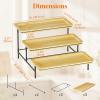 imageLifewit 3 Tier Bamboo Serving Tray for Party Supplies 12quot x 65quot Platters for Serving Food Reusable Trays with Black Metal Display Stand for Veggie Fruit Cookies DessertBlack