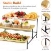 imageLifewit 3 Tier Bamboo Serving Tray for Party Supplies 12quot x 65quot Platters for Serving Food Reusable Trays with Black Metal Display Stand for Veggie Fruit Cookies DessertBlack