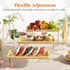 imageLifewit 3 Tier Bamboo Serving Tray for Party Supplies 12quot x 65quot Platters for Serving Food Reusable Trays with Black Metal Display Stand for Veggie Fruit Cookies DessertGold