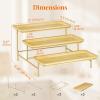 imageLifewit 3 Tier Bamboo Serving Tray for Party Supplies 12quot x 65quot Platters for Serving Food Reusable Trays with Black Metal Display Stand for Veggie Fruit Cookies DessertGold