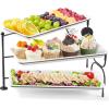 imageLifewit 3 Tier Serving Tray 12quot x 65quot White Plastic Tiered Food Serving Platters Tiered Tray Stand for Party with Black Collapsible Metal Stand Dessert Display Stands for Cookies Crackers14 x 65