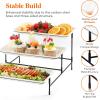 imageLifewit 3 Tier Serving Tray 12quot x 65quot White Plastic Tiered Food Serving Platters Tiered Tray Stand for Party with Black Collapsible Metal Stand Dessert Display Stands for Cookies Crackers12 x 65