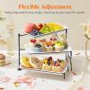 imageLifewit 3 Tier Serving Tray 12quot x 65quot White Plastic Tiered Food Serving Platters Tiered Tray Stand for Party with Black Collapsible Metal Stand Dessert Display Stands for Cookies Crackers12 x 65