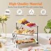 imageLifewit 3 Tier Serving Tray 12quot x 65quot White Plastic Tiered Food Serving Platters Tiered Tray Stand for Party with Black Collapsible Metal Stand Dessert Display Stands for Cookies Crackers12 x 65