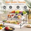 imageLifewit 3 Tier Serving Tray 12quot x 65quot White Plastic Tiered Food Serving Platters Tiered Tray Stand for Party with Black Collapsible Metal Stand Dessert Display Stands for Cookies Crackers14 x 65