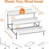 imageLifewit 3 Tier Serving Tray 12quot x 65quot White Plastic Tiered Food Serving Platters Tiered Tray Stand for Party with Black Collapsible Metal Stand Dessert Display Stands for Cookies Crackers14 x 65