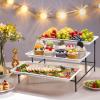 imageLifewit 3 Tier Serving Tray 12quot x 65quot White Plastic Tiered Food Serving Platters Tiered Tray Stand for Party with Black Collapsible Metal Stand Dessert Display Stands for Cookies Crackers14 x 65