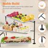 imageLifewit 3 Tier Serving Tray 12quot x 65quot White Plastic Tiered Food Serving Platters Tiered Tray Stand for Party with Black Collapsible Metal Stand Dessert Display Stands for Cookies Crackers12 x 65