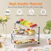 imageLifewit 3 Tier Serving Tray 12quot x 65quot White Plastic Tiered Food Serving Platters Tiered Tray Stand for Party with Black Collapsible Metal Stand Dessert Display Stands for Cookies Crackers14 x 65