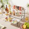 imageLifewit 3 Tier Serving Tray 12quot x 65quot White Plastic Tiered Food Serving Platters Tiered Tray Stand for Party with Black Collapsible Metal Stand Dessert Display Stands for Cookies Crackers12 x 65