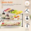 imageLifewit 3 Tier Serving Tray 12quot x 65quot White Plastic Tiered Food Serving Platters Tiered Tray Stand for Party with Black Collapsible Metal Stand Dessert Display Stands for Cookies Crackers14 x 65
