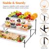 imageLifewit 3 Tier Serving Tray 12quot x 65quot White Plastic Tiered Food Serving Platters Tiered Tray Stand for Party with Black Collapsible Metal Stand Dessert Display Stands for Cookies Crackers14 x 65