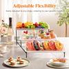 imageLifewit 3 Tier Serving Tray 12quot x 65quot White Plastic Tiered Food Serving Platters Tiered Tray Stand for Party with Black Collapsible Metal Stand Dessert Display Stands for Cookies Crackers14 x 65