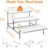 imageLifewit 3 Tier Serving Tray 12quot x 65quot White Plastic Tiered Food Serving Platters Tiered Tray Stand for Party with Black Collapsible Metal Stand Dessert Display Stands for Cookies Crackers12 x 65