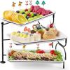imageLifewit 3 Tier Serving Tray 12quot x 65quot White Plastic Tiered Food Serving Platters Tiered Tray Stand for Party with Black Collapsible Metal Stand Dessert Display Stands for Cookies Crackers12 x 65
