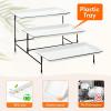 imageLifewit 3 Tier Serving Tray 12quot x 65quot White Plastic Tiered Food Serving Platters Tiered Tray Stand for Party with Black Collapsible Metal Stand Dessert Display Stands for Cookies Crackers12 x 65