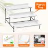 imageLifewit 3 Tier Serving Tray 12quot x 65quot White Plastic Tiered Food Serving Platters Tiered Tray Stand for Party with Black Collapsible Metal Stand Dessert Display Stands for Cookies Crackers14 x 65