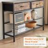 imageLifewit 394 Console Entryway Table with 2 Fabric Drawers3Tier Industrial Sofa Table with Storage Shelves for Hallway Living RoomBedroomWood Top Metal Frame Rustic Brown Easy AssemblyRustic Brown