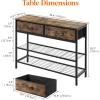 imageLifewit 394 Console Entryway Table with 2 Fabric Drawers3Tier Industrial Sofa Table with Storage Shelves for Hallway Living RoomBedroomWood Top Metal Frame Rustic Brown Easy AssemblyRustic Brown