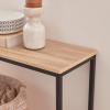 imageLifewit 394 Inch Console Table Narrow Sofa Table with Metal Frame for Living Room Industrial Entryway Table for Hallway Entrance Office Corridor Behind Sofa Grey OakLight Oak