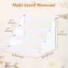 imageLifewit 4 Tier Clear Display Riser Stand with Decorative Secure Fences Toolfree Assembly Plastic 12 Inch Perfume Organizer Display for Figures Cupcake Dessert 1packWhite