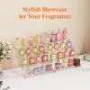 imageLifewit 4 Tier Clear Display Riser Stand with Decorative Secure Fences Toolfree Assembly Plastic 12 Inch Perfume Organizer Display for Figures Cupcake Dessert 1packClear