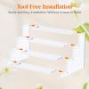 imageLifewit 4 Tier Clear Display Riser Stand with Decorative Secure Fences Toolfree Assembly Plastic 12 Inch Perfume Organizer Display for Figures Cupcake Dessert 1packWhite