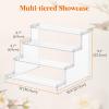 imageLifewit 4 Tier Clear Display Riser Stand with Decorative Secure Fences Toolfree Assembly Plastic 12 Inch Perfume Organizer Display for Figures Cupcake Dessert 1packClear