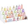 imageLifewit 4 Tier Clear Display Riser Stand with Decorative Secure Fences Toolfree Assembly Plastic 12 Inch Perfume Organizer Display for Figures Cupcake Dessert 1packWhite