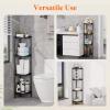 imageLifewit 4 Tier Floor Standing Shower Caddy Corner Plastic Bathroom Organizer Shelf Rack for Storage Shampoo Body Wash Care Skincare BlackBlack