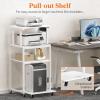 imageLifewit 4 Tier Printer Stand with 3 Power Outlets Wheels and Adjustable Storage Shelf for Home Office Rolling Printer Cart for Shredder Scanner Fax Rustic BrownWhite
