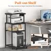 imageLifewit 4 Tier Printer Stand with 3 Power Outlets Wheels and Adjustable Storage Shelf for Home Office Rolling Printer Cart for Shredder Scanner Fax Rustic BrownBlack