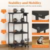imageLifewit 4 Tier Printer Stand with 3 Power Outlets Wheels and Adjustable Storage Shelf for Home Office Rolling Printer Cart for Shredder Scanner Fax Rustic BrownBlack