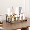 imageLifewit 4Tier Wooden Dispaly Riser with Metal Stand 139 Inch Step Cologne Stand Perfume Organizer Display Shelf for Fragrance Skincare Figurine Spice Tabletop Cabinet 1 Set Rustic Brown1